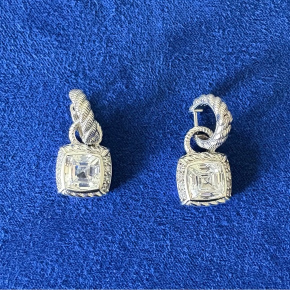 Judith Ripka Sterling Silver CZ Pierced Earrings with Charm❣️ - Picture 6 of 6